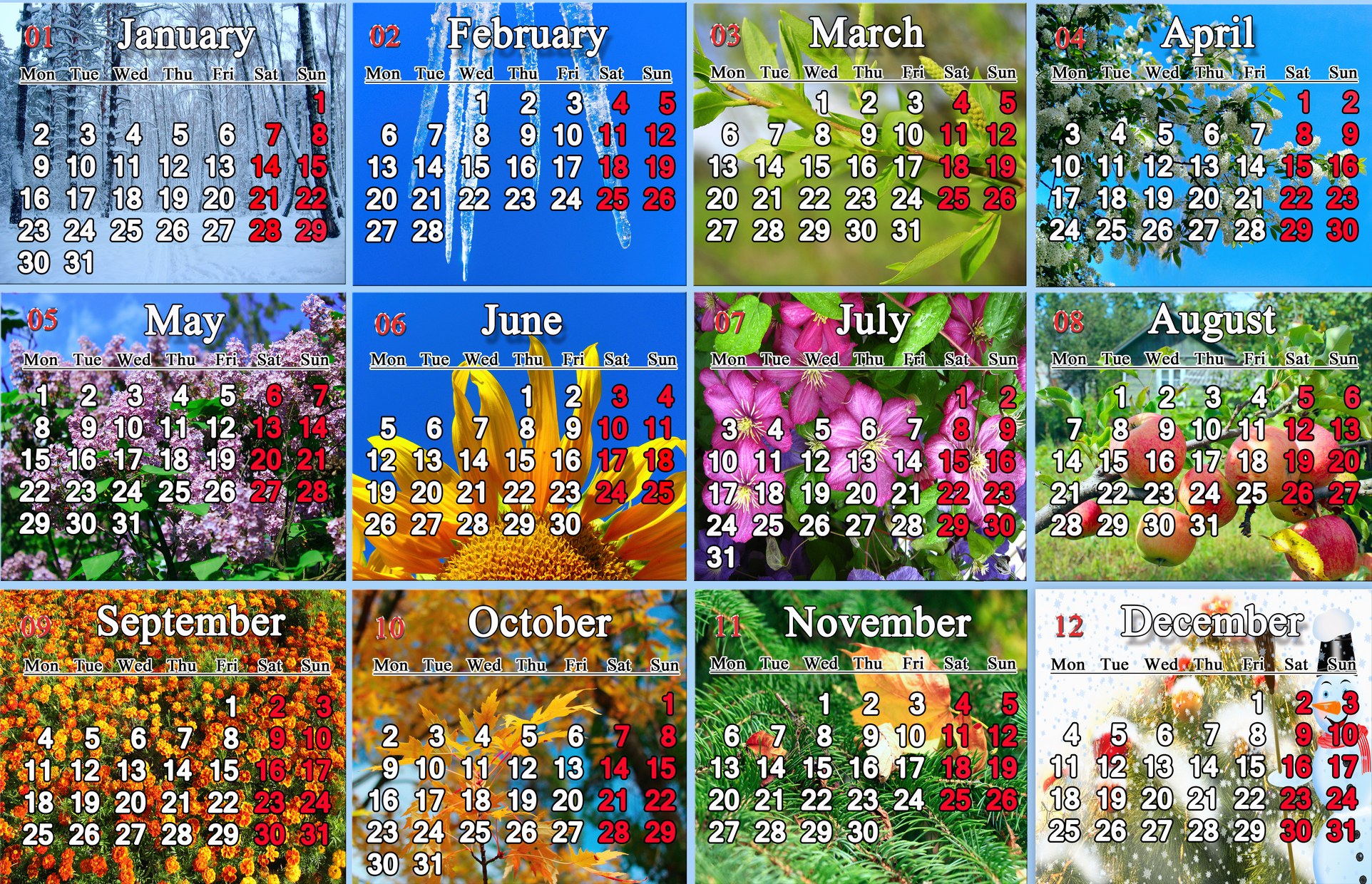 Kalender mit Fotos