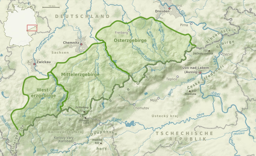 Einen abwechslungsreichen Campingurlaub in Dresden verbringen Karte Osterzgebirge