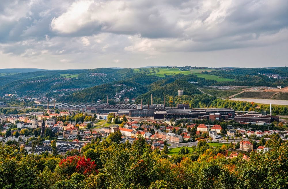 Blick auf Freital vom Windbergdenkmal